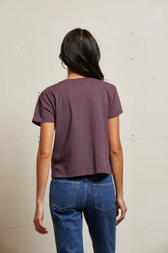 Harley crispy lightweight cotton boxy crew tee - Plum