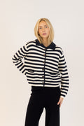 Briella Cardigan - Navy / Off White Striped