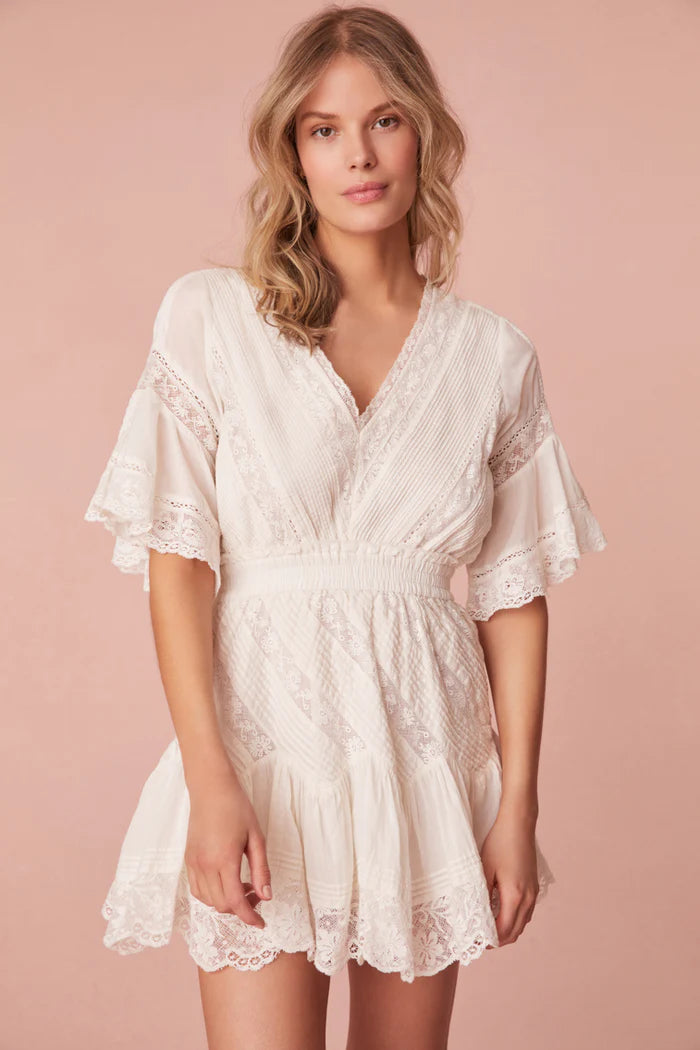 Calamina Lace Mini Dress - Bright White Calamina Lace Mini Dress - Bright White