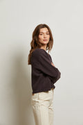 Addie Cotton Oversized V-Neck Sweater - Cocoa