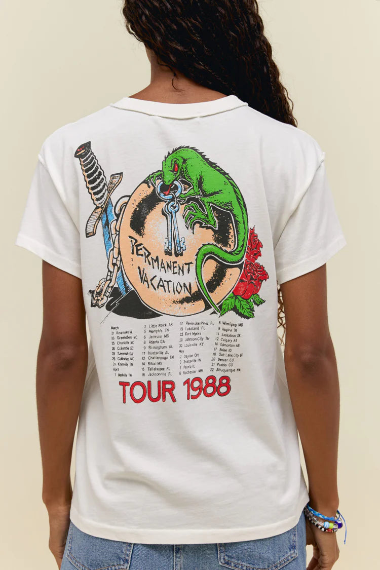 Aerosmith Permanent Vacation Reverse Tour Tee - Vintage White