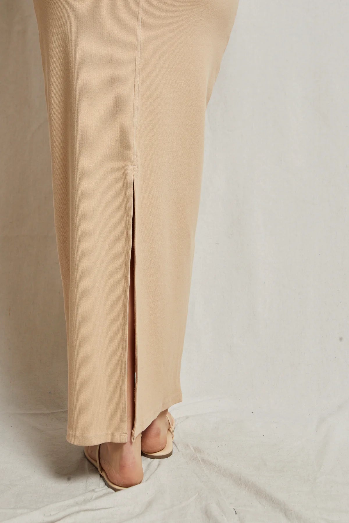 Aja Structured Rib Maxi Skirt - Sand Dune
