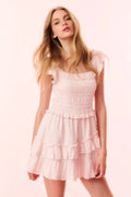 Aline Gingham Eyelet Mini Dress - Angel Pink