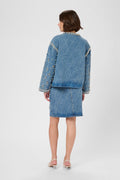 Alys Denim Jacket With Pearls - Light Blue Wash