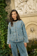 Alys Denim Jacket With Pearls - Light Blue Wash