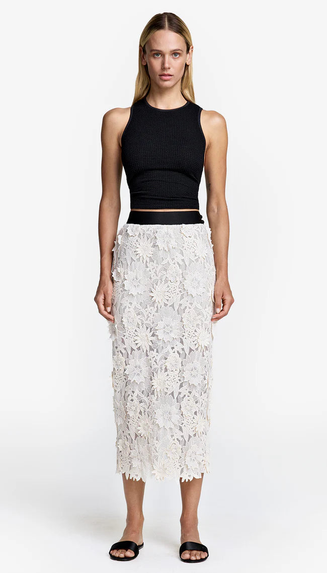 Applique Pencil Skirt - Bone