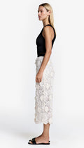 Applique Pencil Skirt - Bone