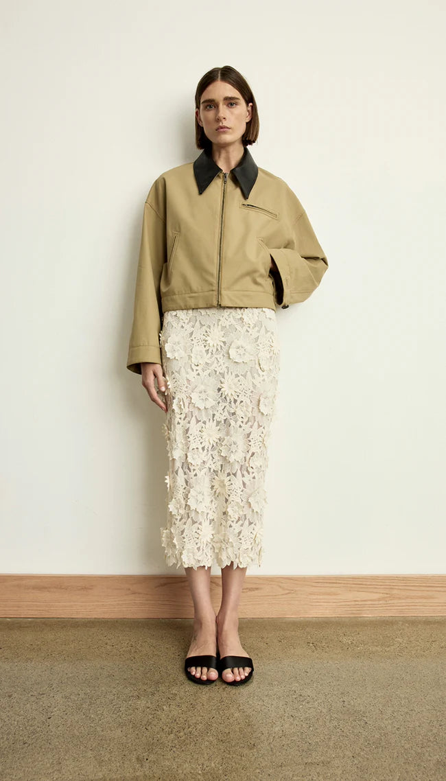 Applique Pencil Skirt - Bone
