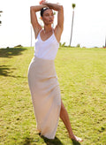 Side Slit Bias Maxi Skirt - Classic Khaki
