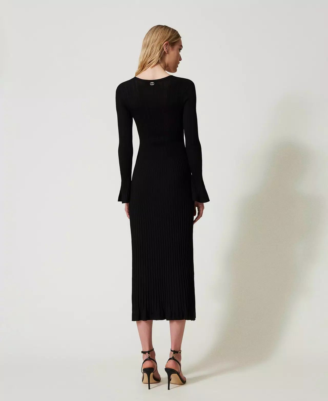 Ribbed Knit Long Dress - Black