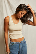 Blondie Structured Rib Bra Friendly Tank - Putty