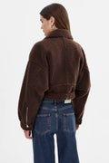Brina Sherpa Biker Jacket - Brown