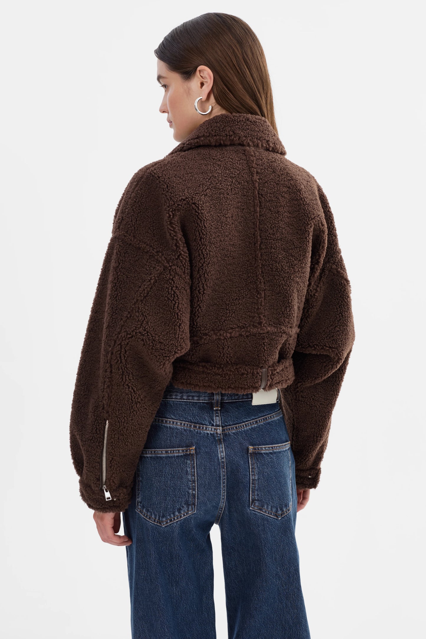 Brina Sherpa Biker Jacket - Brown