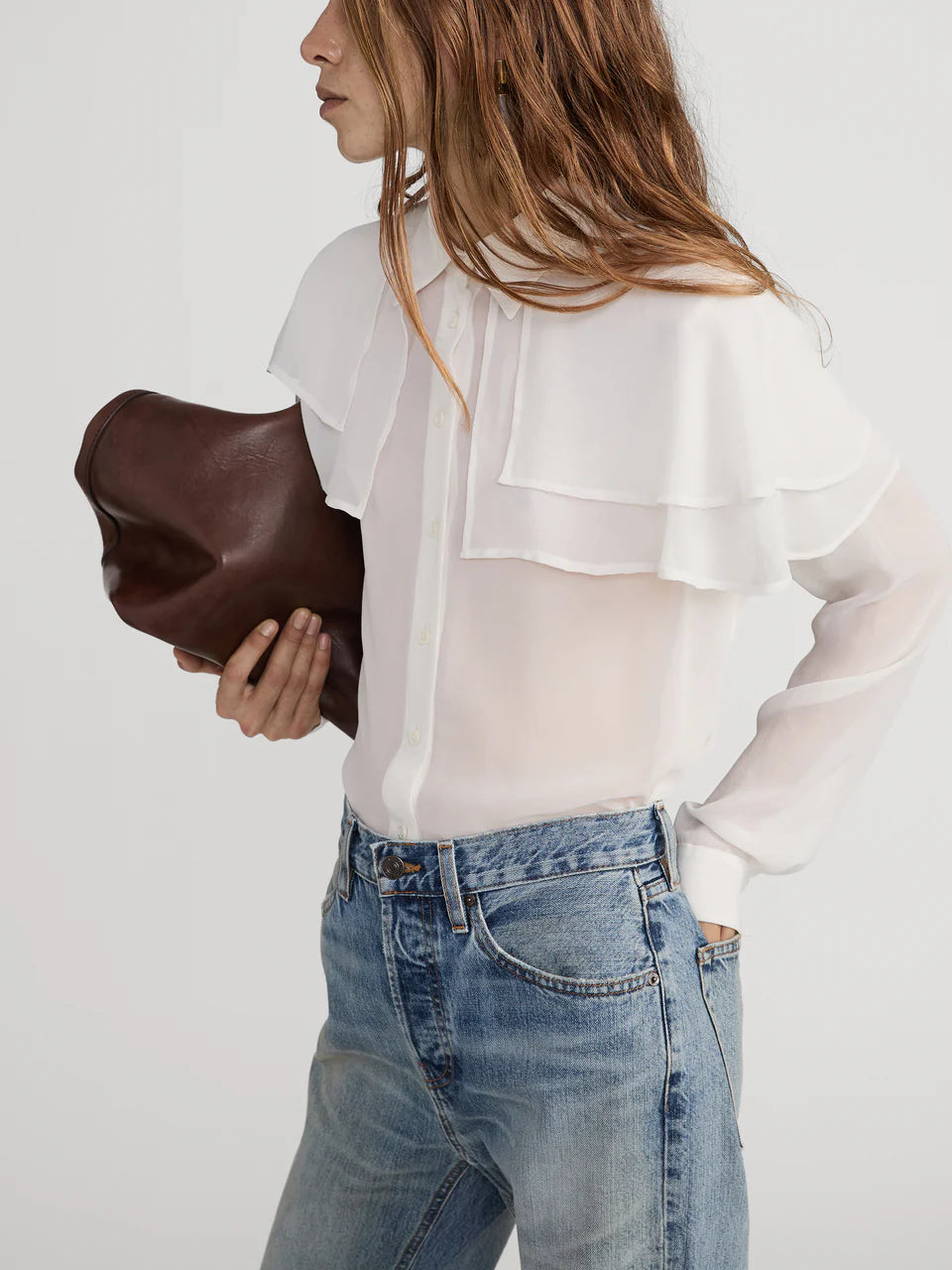 The Silk Cape Blouse - Cream