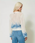 Mesh Cardigan with Floral Print - Ivory Toile de Jouy / Blue Calcedonie Print