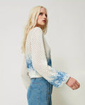 Mesh Cardigan with Floral Print - Ivory Toile de Jouy / Blue Calcedonie Print