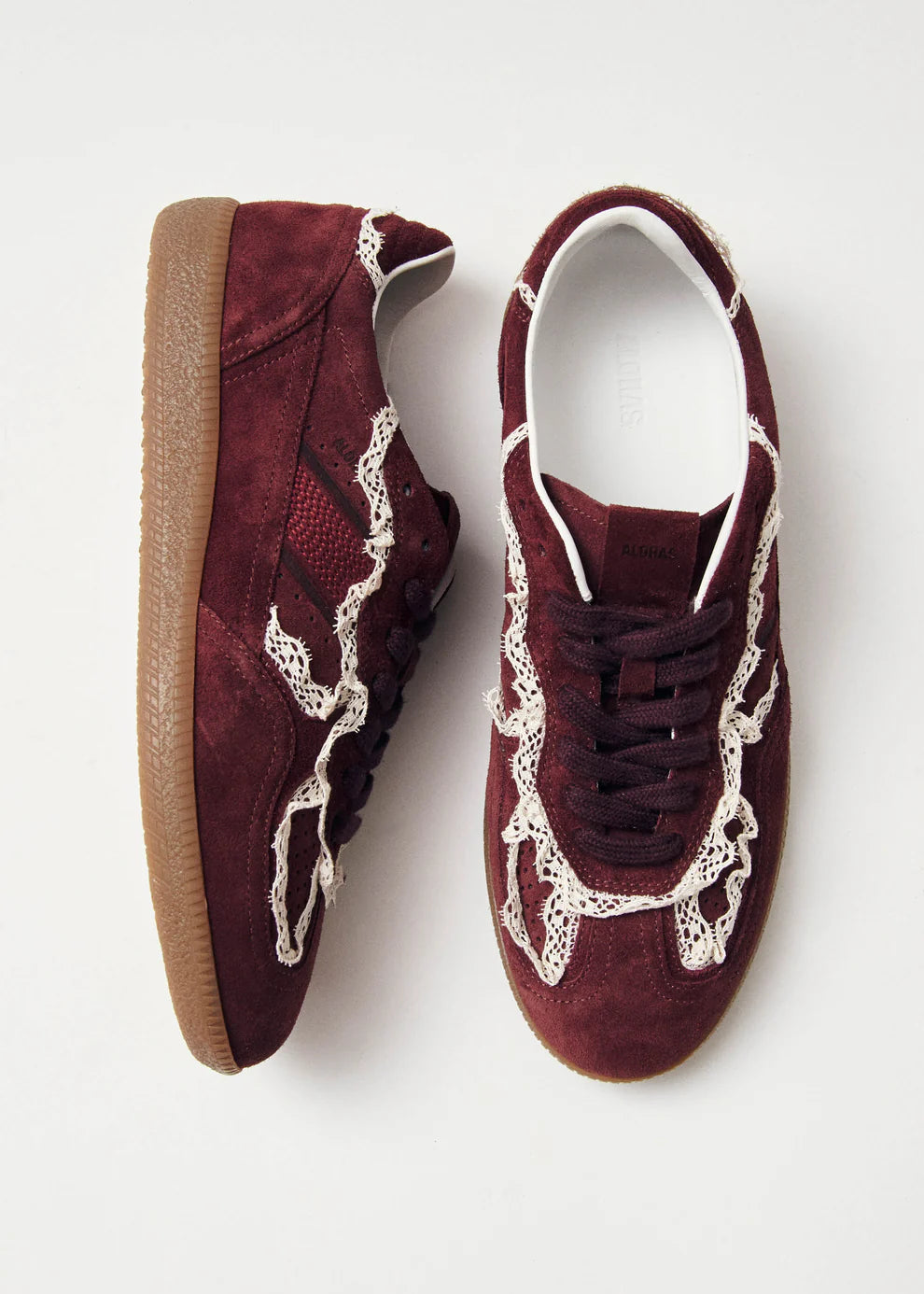 Crochet Burgundy Leather Sneakers