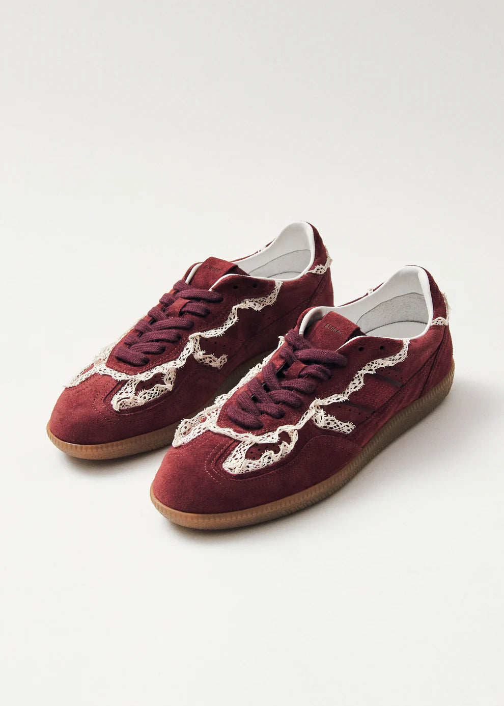 Crochet Burgundy Leather Sneakers