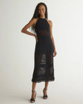 Halter Midi Crochet Dress - Black