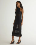 Halter Midi Crochet Dress - Black