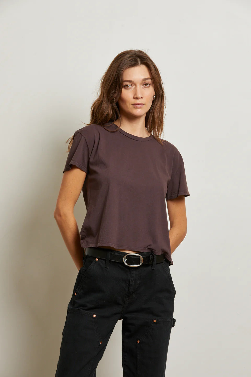 Harley Crispy Lightweight Cotton Boxy Crew Tee - Cocoa