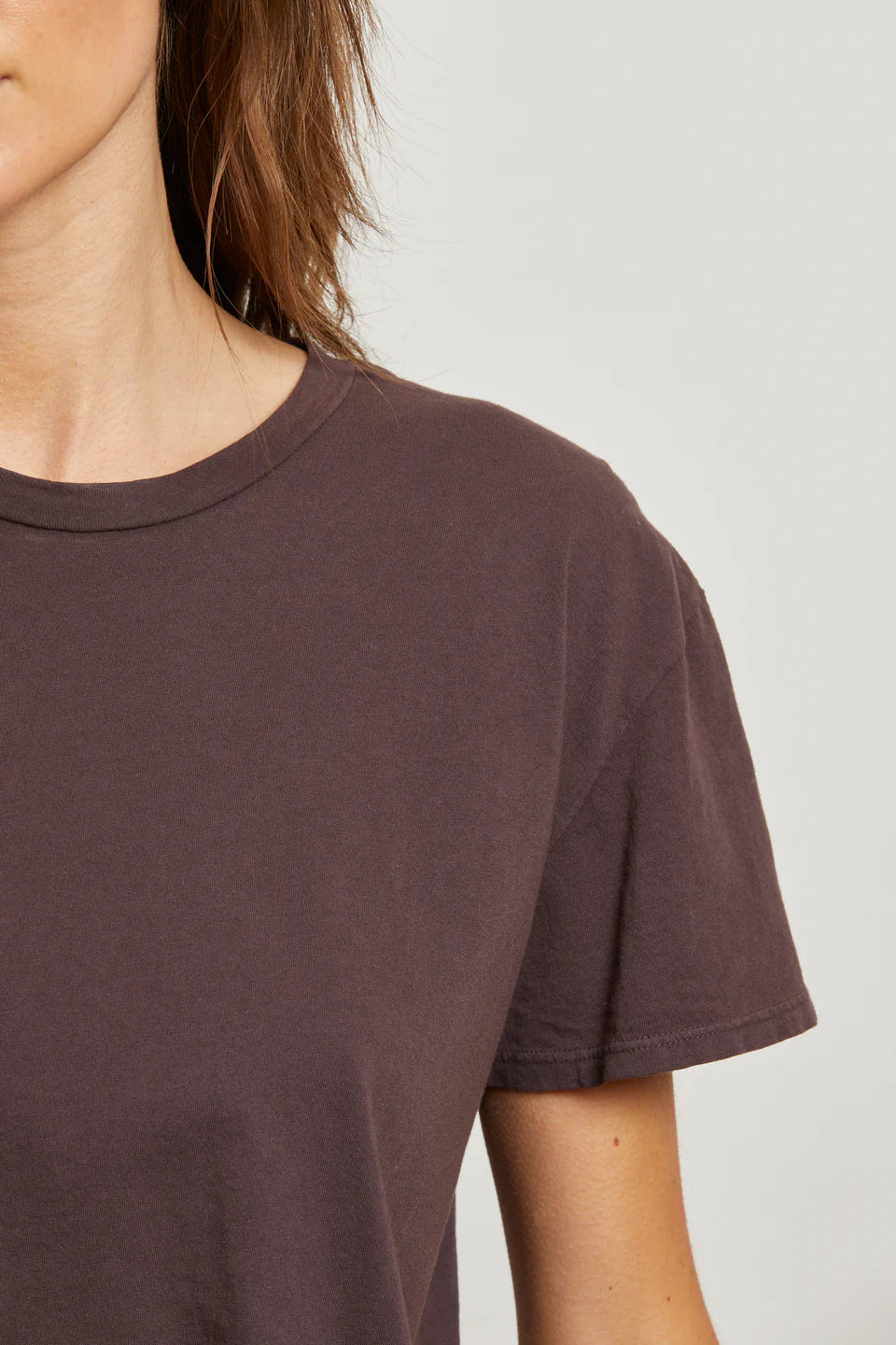 Harley Crispy Lightweight Cotton Boxy Crew Tee - Cocoa