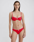 The Daphne Ribbed Bikini Top - Lipstick Red