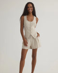 Double Pleat Short - Linen Sand