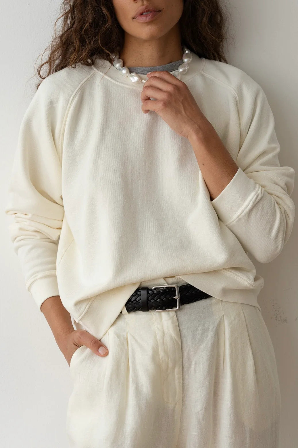 The Eco-Terry Crewneck - Creme