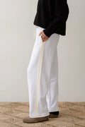 The Eco-Terry Stripe Crop Pant - Powder