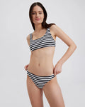 The Elle Ribbed Bikini Bottom - Blackout Marshmallow Stripe