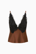Elloryn Satin Cami Top - Chocolate Brown