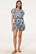 Evie Dress - Indigo Teal Blooms Chiffon