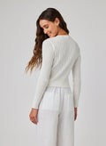 Fitted V-Neck Cardigan - White
