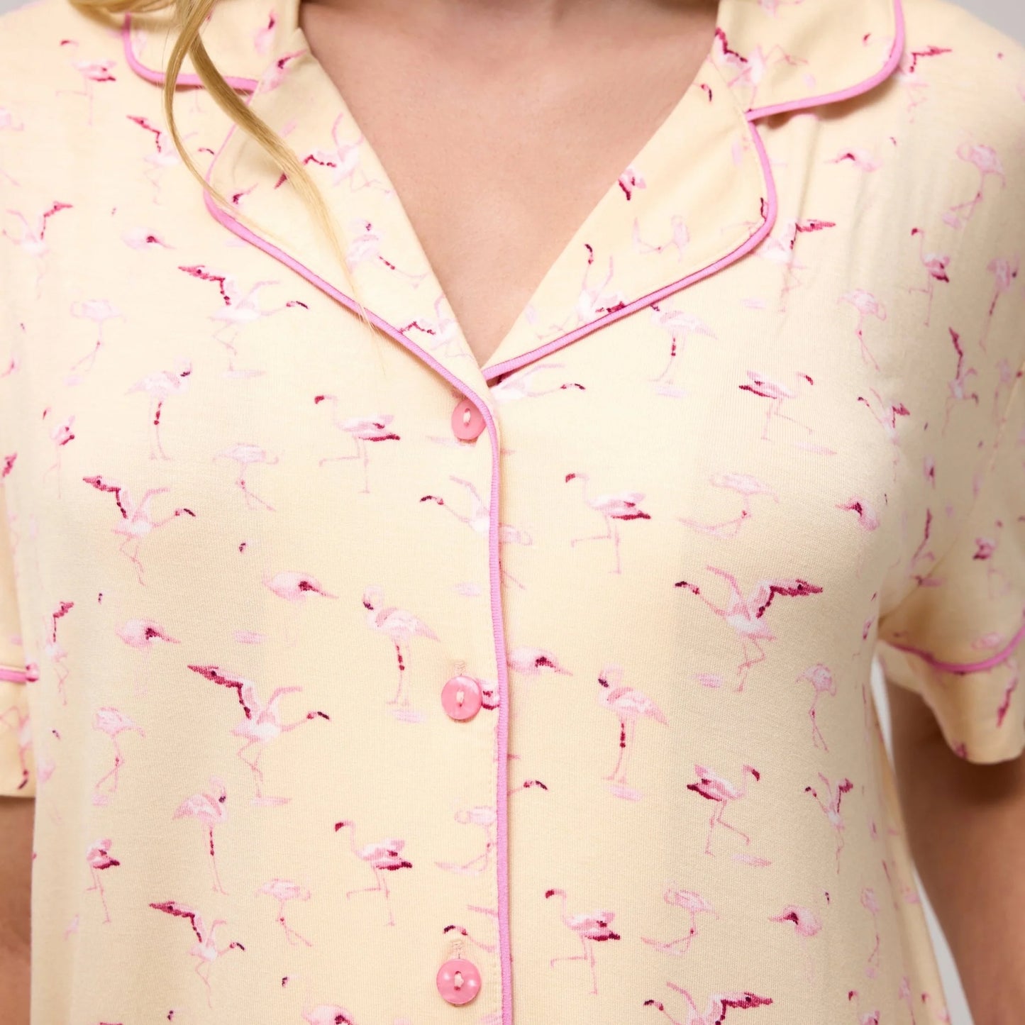 All American Shortie PJ Set - Peach Flamingos