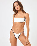 Ribbed Hazel Bikini Top - Cream/Black