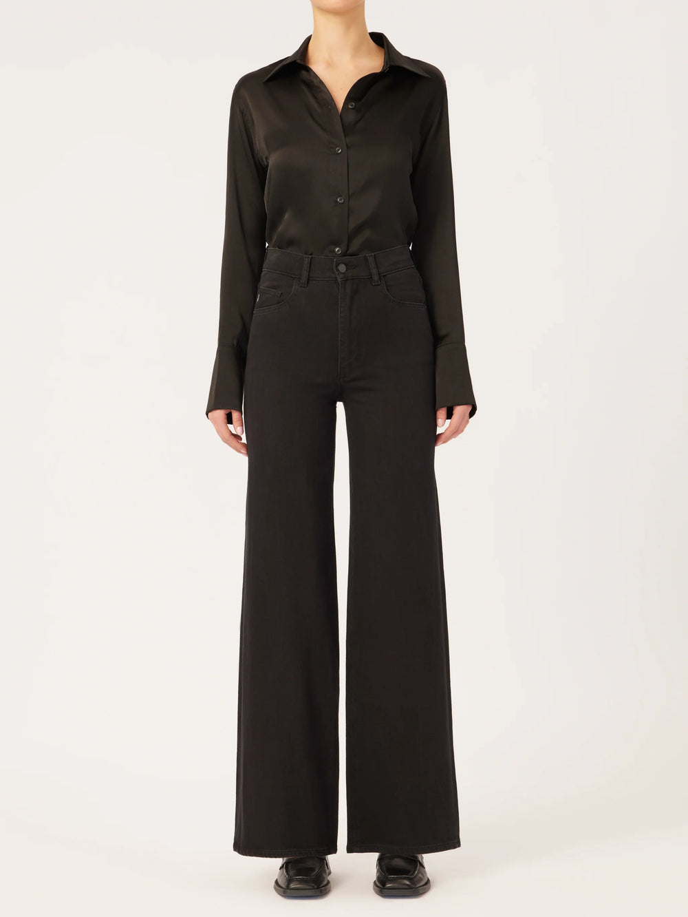 Hepburn Wide Leg High Rise Vintage 32'' - Jet Black