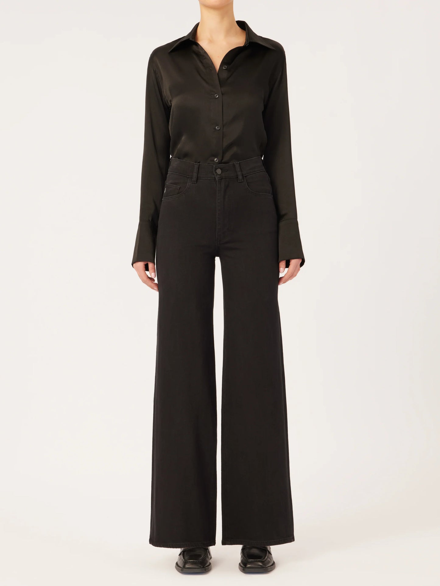 Hepburn Wide Leg High Rise Vintage 32'' - Jet Black