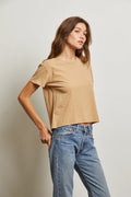 Harley Crispy Lightweight Cotton Boxy Crew Tee - Suede