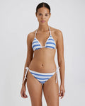 The Iris Ribbed Bikini Top - Marina Blue Stripe