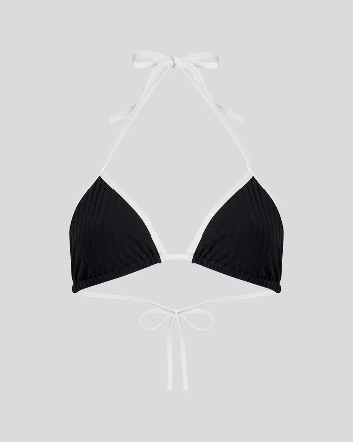The Iris Ribbed Bikini Top - Blackout