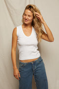 Jordan Pointelle U Neck Tank Top - White