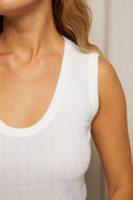 Jordan Pointelle U Neck Tank Top - White
