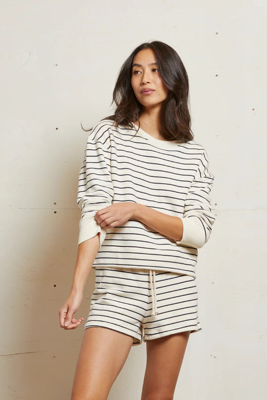 Tyler stripe french terry pullover sweatshirt - Natural/Night stripe