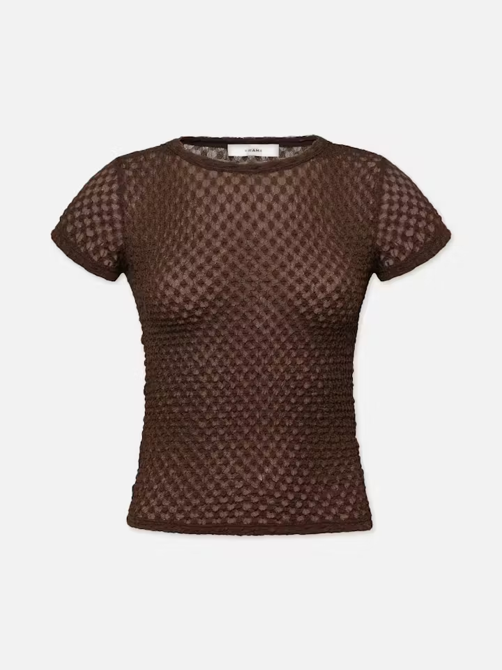 Mesh Lace Baby Tee - Chocolate Brown