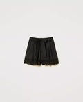 Poplin Shorts with Lace - Black