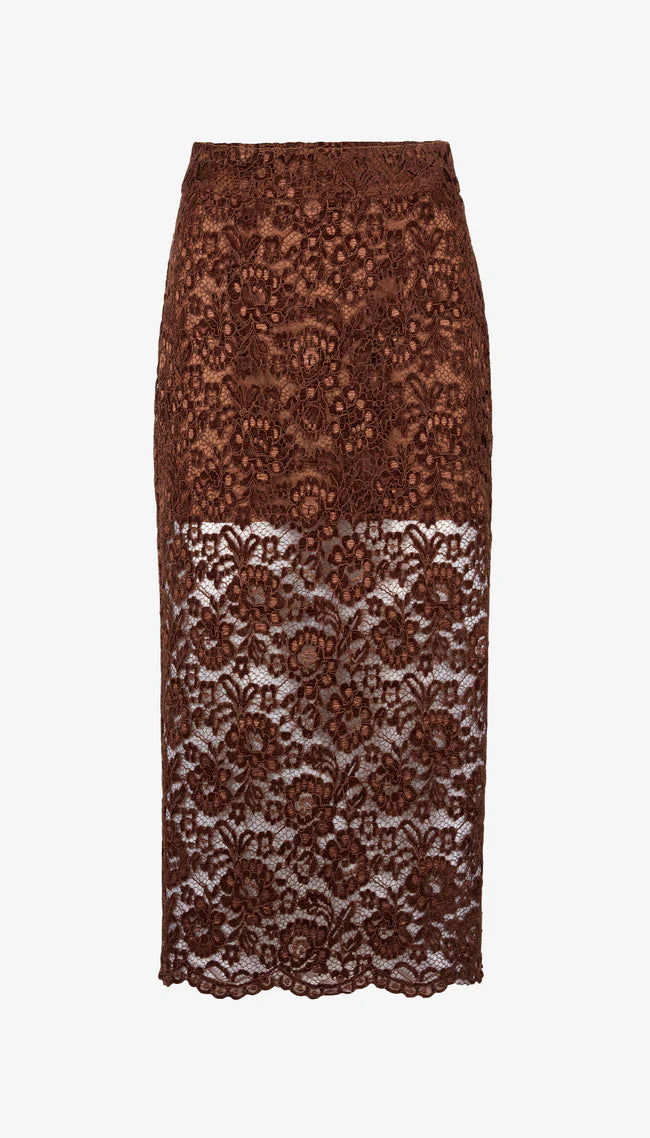 Lace Pencil Skirt - Hickory