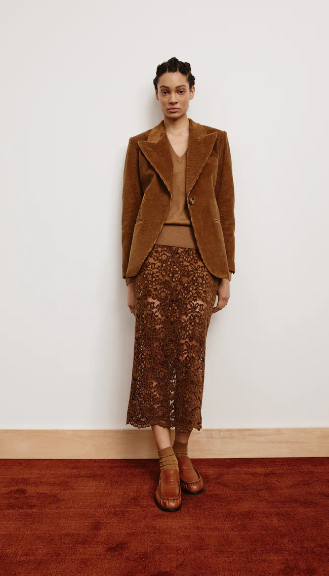 Lace Pencil Skirt - Hickory
