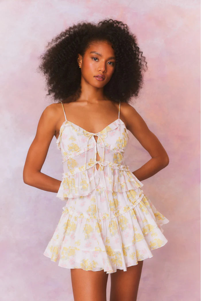 Lavetta Cotton Voile Dainty Tie Cami Top - Sherbert Sunrise