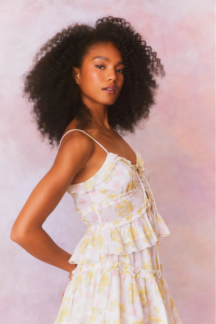 Lavetta Cotton Voile Dainty Tie Cami Top - Sherbert Sunrise
